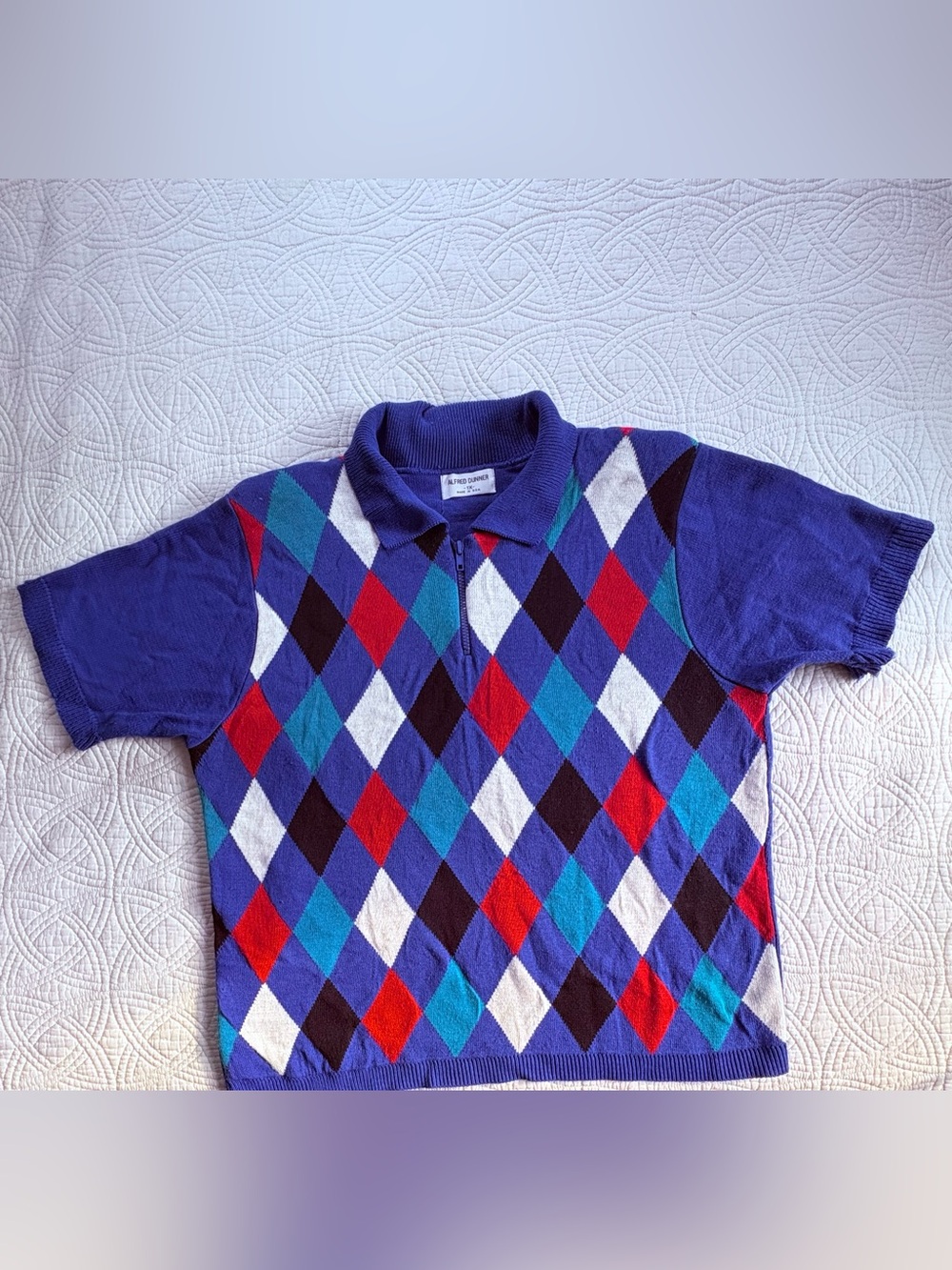 Vintage Argyle Sweater Top with Collar 2X Alfred Dunner